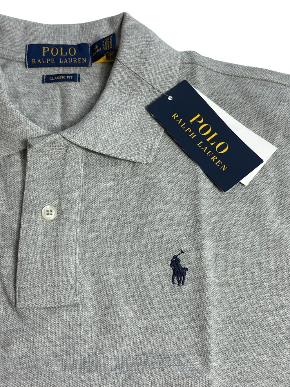 NWT Polo Ralph Lauren Boys L 14-16 Classic Fit Polo Shirt Heather Grey